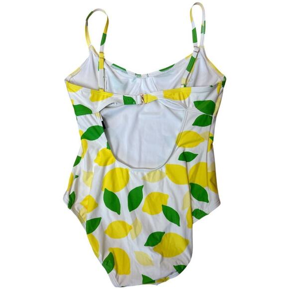 Kate Spade Yellow Ivory Lemon Print One Piece Swimsuit Women's Size M NWT - Picture 2 of 4